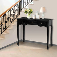 Artiss Console Table 3 Drawers Black Hamptons Furniture Kings Warehouse 