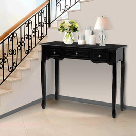 Artiss Console Table 3 Drawers Black Hamptons Furniture Kings Warehouse 