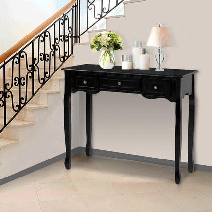 Artiss Console Table 3 Drawers Black Hamptons Furniture Kings Warehouse 
