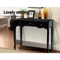 Artiss Console Table 3 Drawers Black Hamptons Furniture Kings Warehouse 