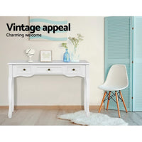 Artiss Console Table 3 Drawers White Hamptons Furniture Kings Warehouse 