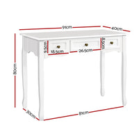 Artiss Console Table 3 Drawers White Hamptons Furniture Kings Warehouse 