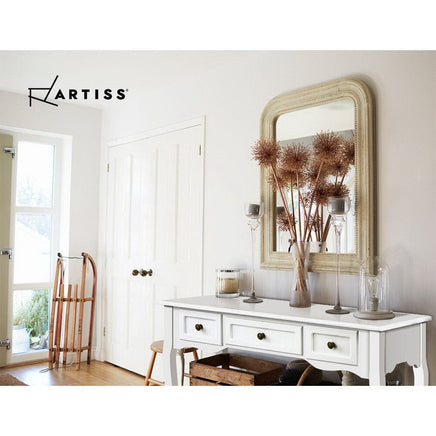 Artiss Console Table 3 Drawers White Hamptons Furniture Kings Warehouse 