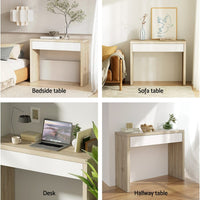 Artiss Console Table Storage Drawer Jory White Pine Audio & Video Kings Warehouse 