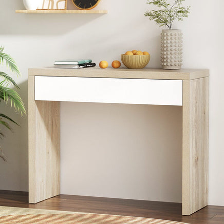 Artiss Console Table Storage Drawer Jory White Pine Audio & Video Kings Warehouse 