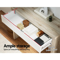 Artiss Console Table Storage Drawer Jory White Pine Audio & Video Kings Warehouse 