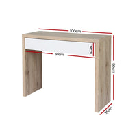 Artiss Console Table Storage Drawer Jory White Pine Audio & Video Kings Warehouse 