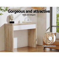 Artiss Console Table Storage Drawer Jory White Pine Audio & Video Kings Warehouse 