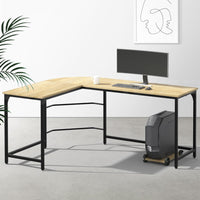 Artiss Corner Computer Desk L-Shaped Student Home Office Study Table Oak Kings Warehouse 