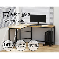 Artiss Corner Computer Desk L-Shaped Student Home Office Study Table Oak Kings Warehouse 