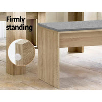 Artiss Dining Bench Upholstery Seat Wooden Chair Oak 90cm Furniture Kings Warehouse 