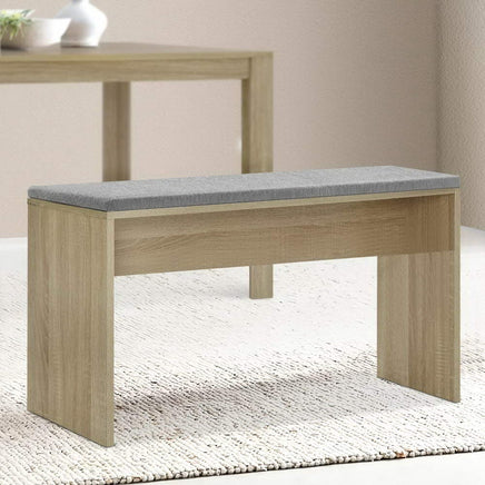 Artiss Dining Bench Upholstery Seat Wooden Chair Oak 90cm Furniture Kings Warehouse 