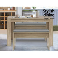Artiss Dining Bench Upholstery Seat Wooden Chair Oak 90cm Furniture Kings Warehouse 
