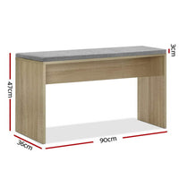 Artiss Dining Bench Upholstery Seat Wooden Chair Oak 90cm Furniture Kings Warehouse 