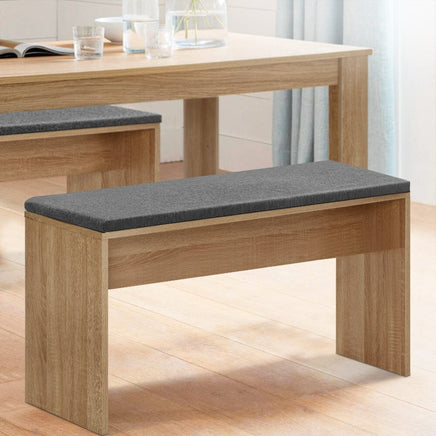 Artiss Dining Bench Upholstery Seat Wooden Chair Oak 90cm Furniture Kings Warehouse 