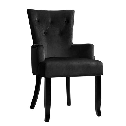 Artiss Dining Chair Velvet French Provincial Armchair Black Furniture Kings Warehouse 