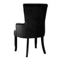 Artiss Dining Chair Velvet French Provincial Armchair Black Furniture Kings Warehouse 