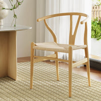 Artiss Dining Chair Wooden Rattan Seat Wishbone Back Furniture Kings Warehouse 