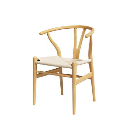 Artiss Dining Chair Wooden Rattan Seat Wishbone Back Furniture Kings Warehouse 