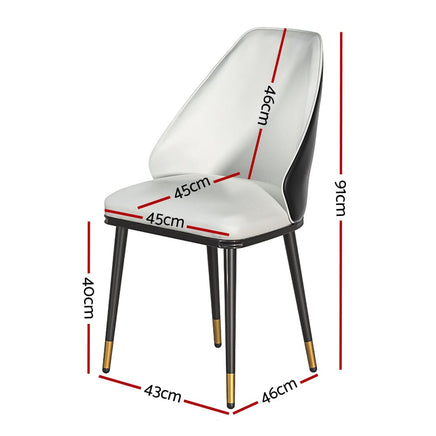 Artiss Dining Chairs Set of 2 Leather Seat Beige and Black Furniture Kings Warehouse 