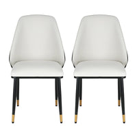 Artiss Dining Chairs Set of 2 Leather Seat Beige and Black Furniture Kings Warehouse 