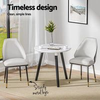 Artiss Dining Chairs Set of 2 Leather Seat Beige and Black Furniture Kings Warehouse 