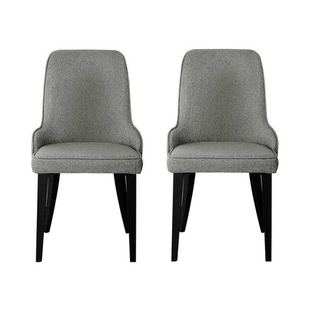 Artiss Dining Chairs Set of 2 Linen Fabric Grey Furniture Kings Warehouse 