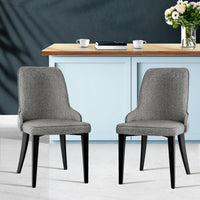 Artiss Dining Chairs Set of 2 Linen Fabric Grey Furniture Kings Warehouse 