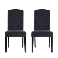 Artiss Dining Chairs Set of 2 Linen Parsons Chair Dark Grey Furniture Kings Warehouse 