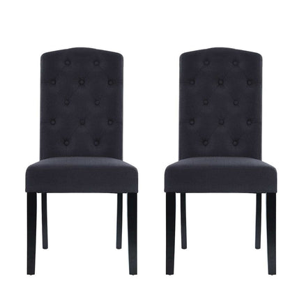 Artiss Dining Chairs Set of 2 Linen Parsons Chair Dark Grey Furniture Kings Warehouse 