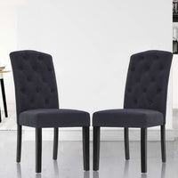 Artiss Dining Chairs Set of 2 Linen Parsons Chair Dark Grey Furniture Kings Warehouse 
