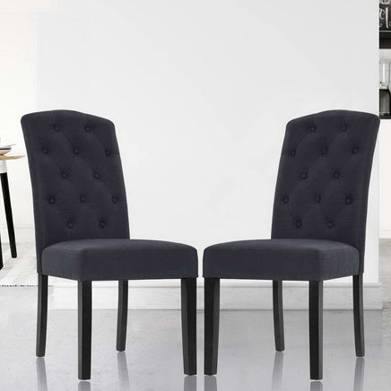 Artiss Dining Chairs Set of 2 Linen Parsons Chair Dark Grey Furniture Kings Warehouse 