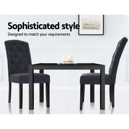 Artiss Dining Chairs Set of 2 Linen Parsons Chair Dark Grey Furniture Kings Warehouse 