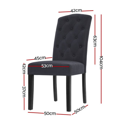 Artiss Dining Chairs Set of 2 Linen Parsons Chair Dark Grey Furniture Kings Warehouse 