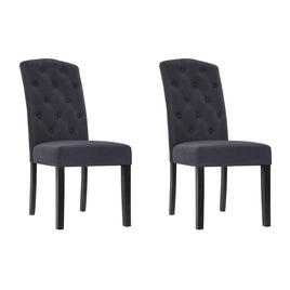Artiss Dining Chairs Set of 2 Linen Parsons Chair Dark Grey Furniture Kings Warehouse 