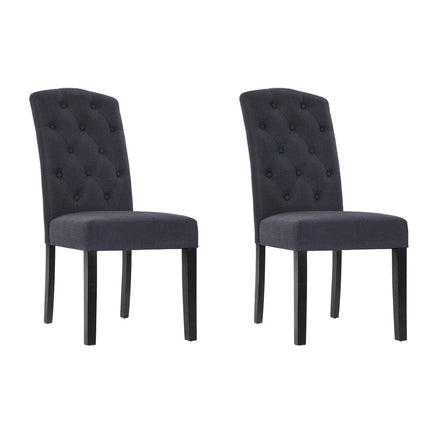 Artiss Dining Chairs Set of 2 Linen Parsons Chair Dark Grey Furniture Kings Warehouse 