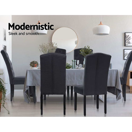 Artiss Dining Chairs Set of 2 Linen Parsons Chair Dark Grey Furniture Kings Warehouse 
