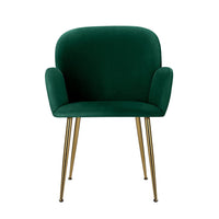 Artiss Dining Chairs Set of 2 Velvet Armchair Green Furniture Kings Warehouse 