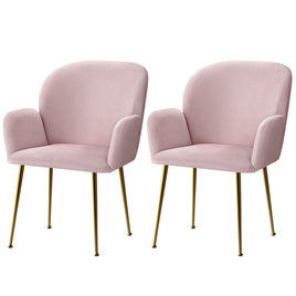 Artiss Dining Chairs Set of 2 Velvet Armchair Pink Furniture Kings Warehouse 