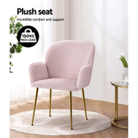 Artiss Dining Chairs Set of 2 Velvet Armchair Pink Furniture Kings Warehouse 