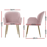 Artiss Dining Chairs Set of 2 Velvet Armchair Pink Furniture Kings Warehouse 