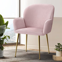 Artiss Dining Chairs Set of 2 Velvet Armchair Pink Furniture Kings Warehouse 