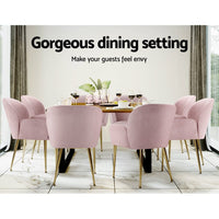 Artiss Dining Chairs Set of 2 Velvet Armchair Pink Furniture Kings Warehouse 