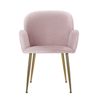 Artiss Dining Chairs Set of 2 Velvet Armchair Pink Furniture Kings Warehouse 