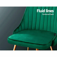 Artiss Dining Chairs Set of 2 Velvet Channel Tufted Green Furniture Kings Warehouse 