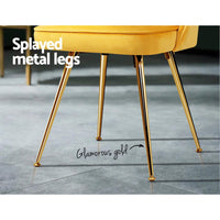 Artiss Dining Chairs Set of 2 Velvet Channel Tufted Yellow Furniture Kings Warehouse 