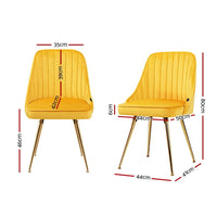 Artiss Dining Chairs Set of 2 Velvet Channel Tufted Yellow Furniture Kings Warehouse 