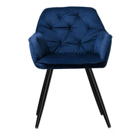 Artiss Dining Chairs Set of 2 Velvet Diamond Tufted Armchair Blue Furniture Kings Warehouse 