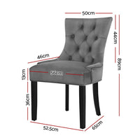 Artiss Dining Chairs Set of 2 Velvet French Provincial Grey Furniture Kings Warehouse 