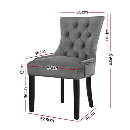 Artiss Dining Chairs Set of 2 Velvet French Provincial Grey Furniture Kings Warehouse 